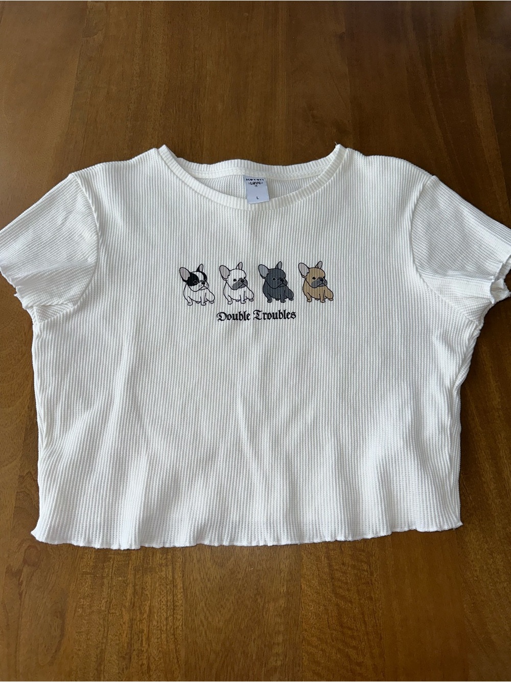 Waffle Knit Tee with French Bulldog Graphic